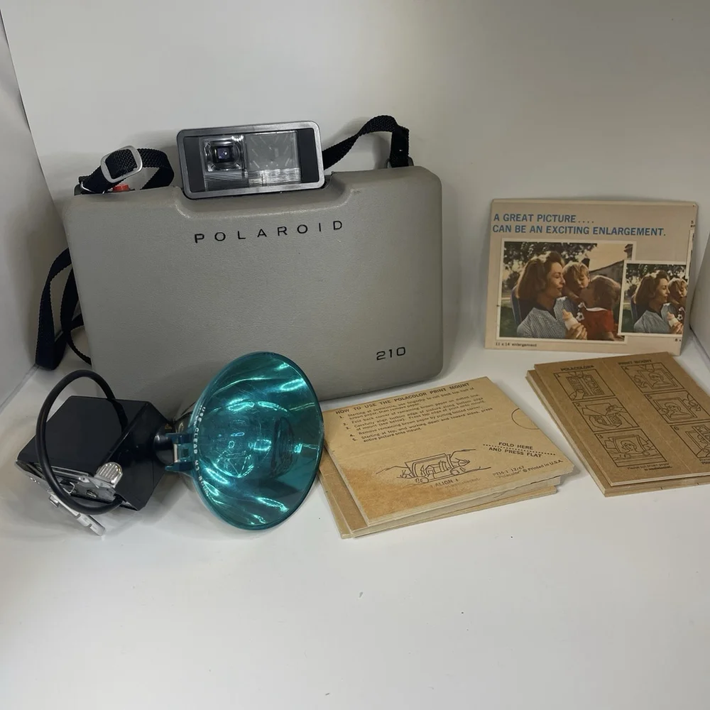 Vintage Polaroid Automatic 210 Land Camera with Case and Manual